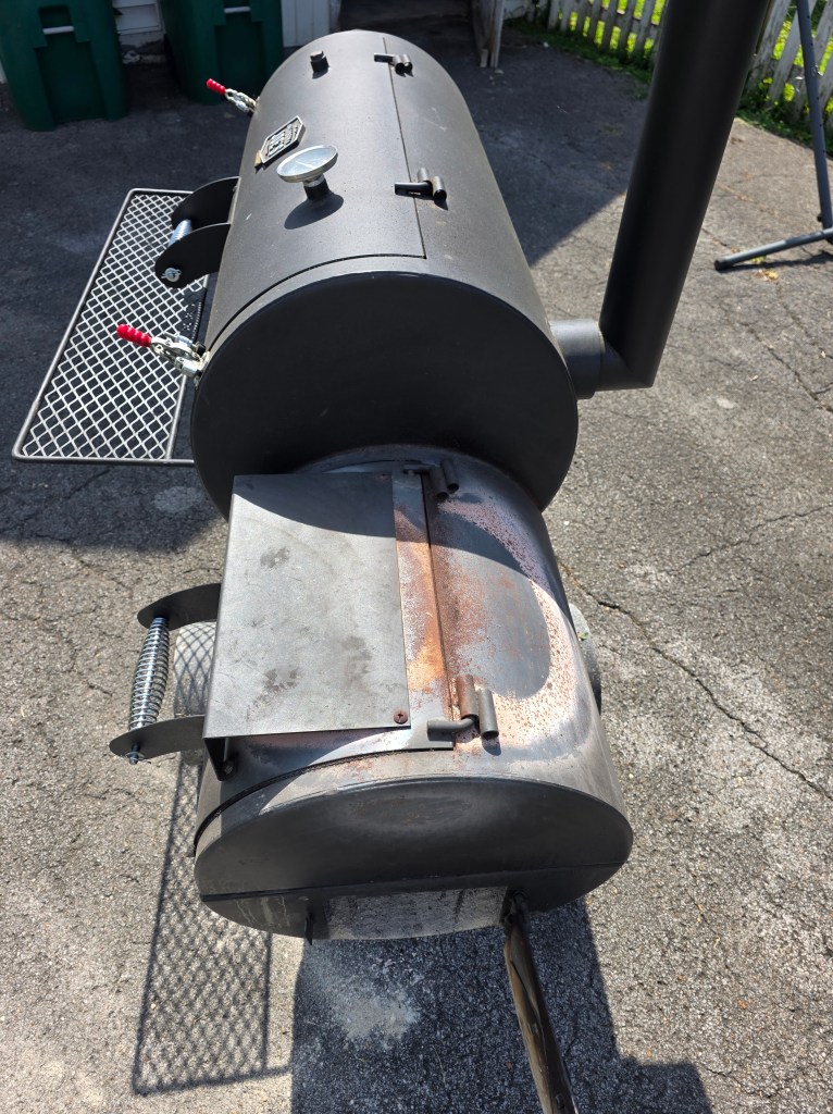 Rust on firebox top and side before sanding.