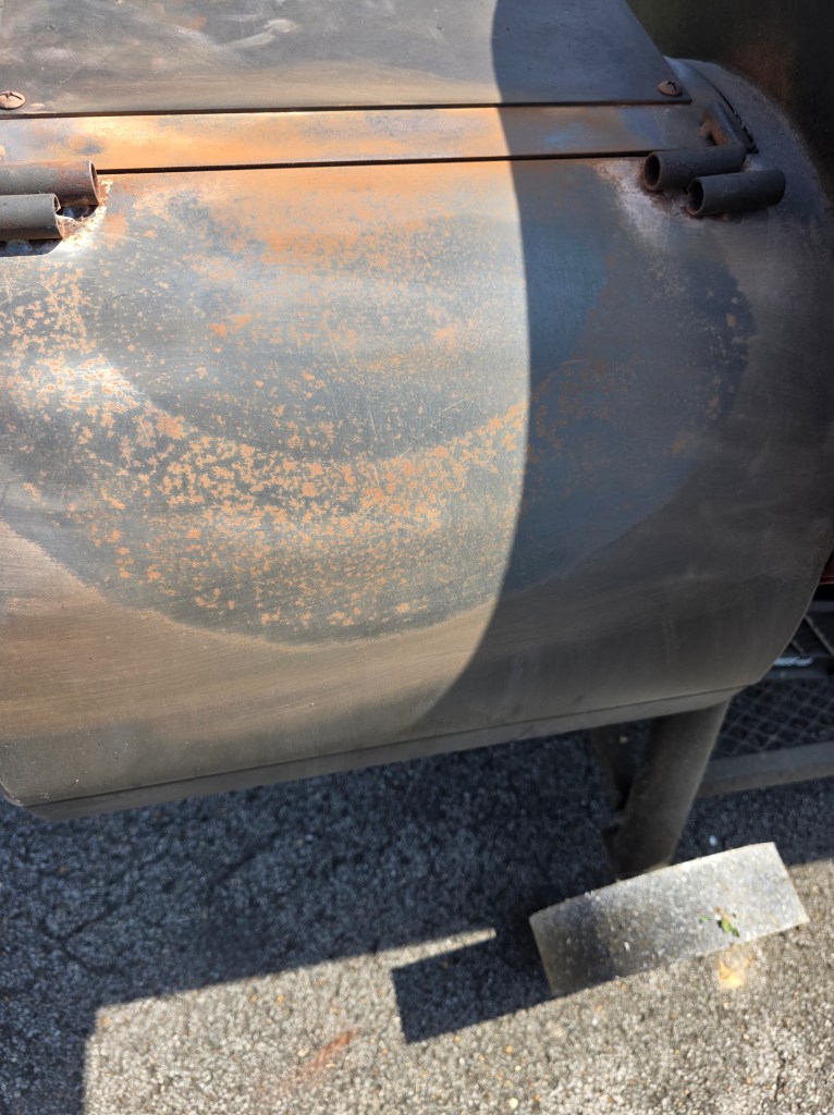 Rust on firebox top during sanding